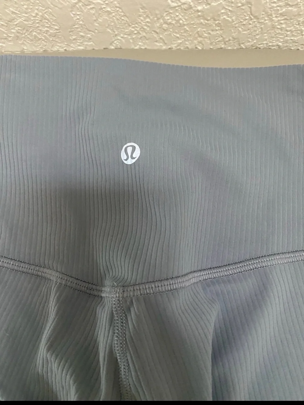 High-Waist Ribbed Leggings in Slate Blue